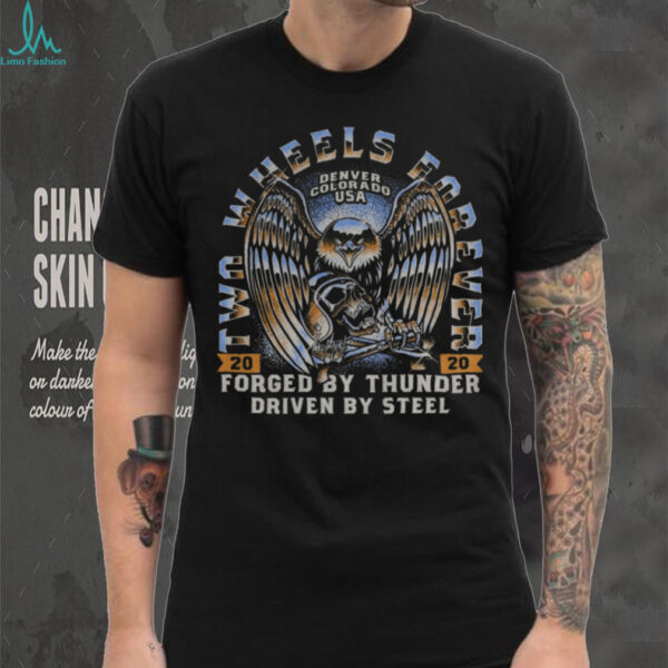 Two Wheels Forever Eagle Skull Biker Tee