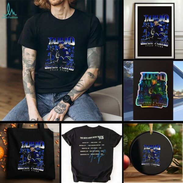 Vancouver Canucks Tyler Myers 1000 games played the boys have been talkin’ tour signature shirt