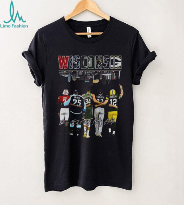 Wisconsin Sports team Skyline Jones Gravel Yelich Rodgers signature shirt