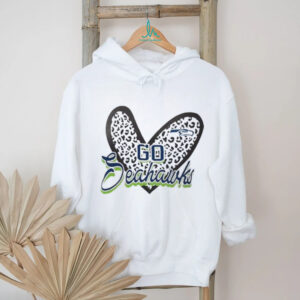 4Her Seattle Seahawks Womens Grey Leopard Heart Fitted Shirt