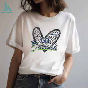 4Her Seattle Seahawks Womens Grey Leopard Heart Fitted Shirt
