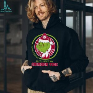 Alabama Crimson Tide Grinch Christmas T Shirt Hates People But Loves Football