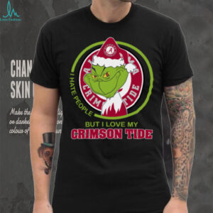 Alabama Crimson Tide Grinch Christmas T Shirt Hates People But Loves Football