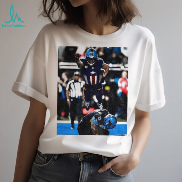 Amon Ra St Brown and Jahmyr Gibbs Spider man photo Detroit Lions shirt