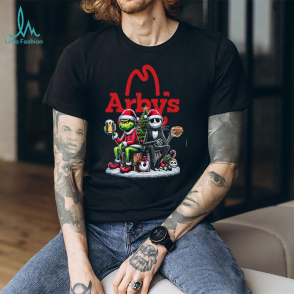 Arby�s Christmas The Grinch And Jack Skellington Santa T Shirt