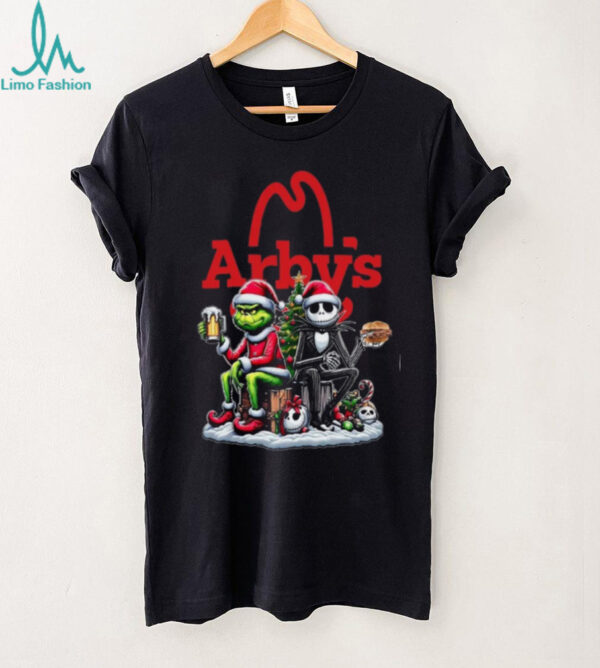 Arby�s Christmas The Grinch And Jack Skellington Santa T Shirt