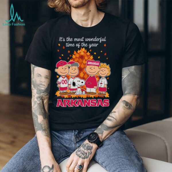 Arkansas Razorbacks x Peanuts Fall T Shirt It’s the Most Wonderful Time of the Year