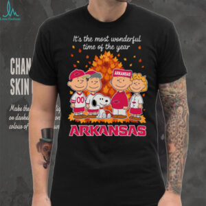 Arkansas Razorbacks x Peanuts Fall T Shirt It’s the Most Wonderful Time of the Year