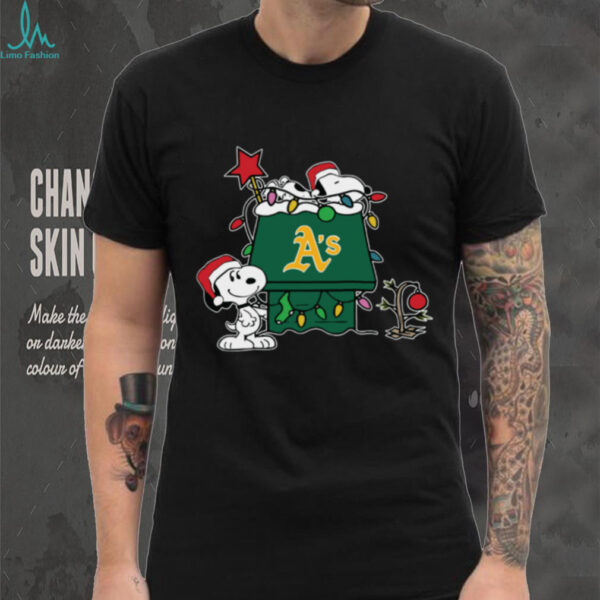 Athletics Christmas Snoopy Doghouse T Shirt