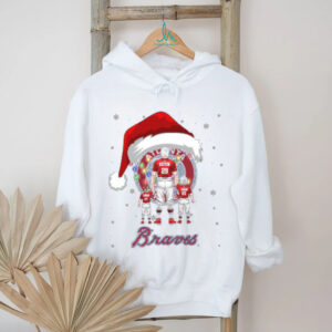 Atlanta Braves Personalized Santa Christmas Lights Shirt – Custom Name MLB Family Tee – Holiday Baseball Gift for Dad, Mom, Kids