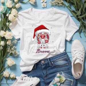 Atlanta Braves Personalized Santa Christmas Lights Shirt – Custom Name MLB Family Tee – Holiday Baseball Gift for Dad, Mom, Kids