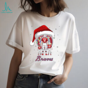 Atlanta Braves Personalized Santa Christmas Lights Shirt – Custom Name MLB Family Tee – Holiday Baseball Gift for Dad, Mom, Kids