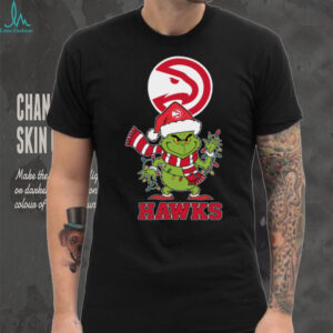 Atlanta Hawks Christmas Grinch Santa Hat Holiday 2025 TShirt