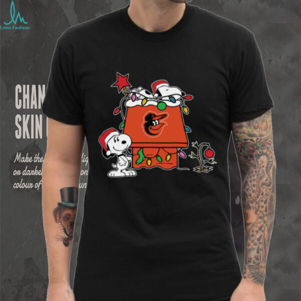 Baltimore Orioles Christmas Snoopy Doghouse T Shirt