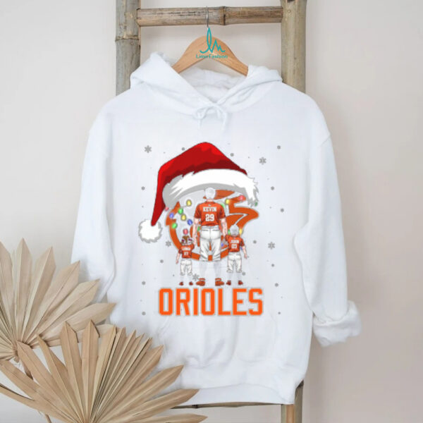 Baltimore Orioles Santa Christmas Lights Family Shirt – Personalized MLB Fan Tee – Custom Holiday Baseball Gift for Men & Women