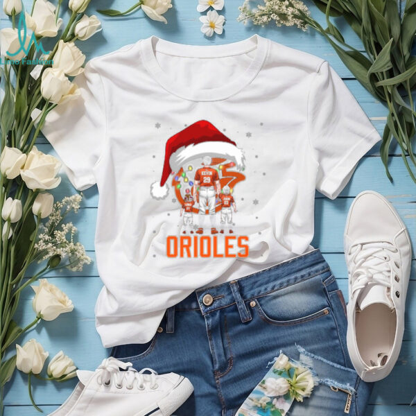Baltimore Orioles Santa Christmas Lights Family Shirt – Personalized MLB Fan Tee – Custom Holiday Baseball Gift for Men & Women
