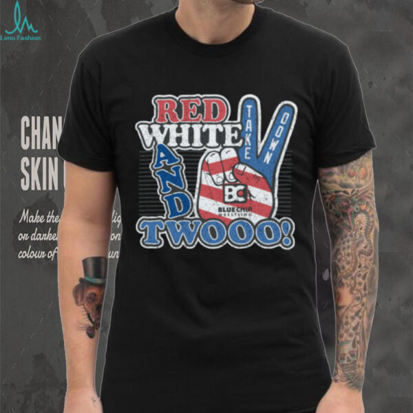 Bluechip Wrestling Shop Red White And Two Short Sleeve Wrestling Tee Shirt