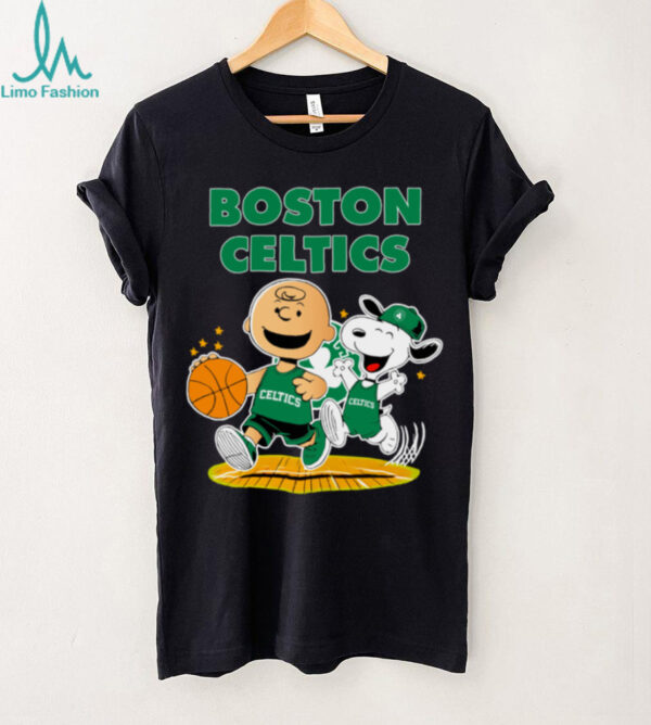 Boston Celtics X Charlie Brown And Snoopy Playing Basketball Shirt