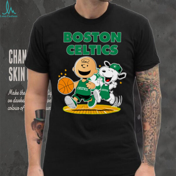 Boston Celtics X Charlie Brown And Snoopy Playing Basketball Shirt