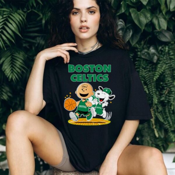 Boston Celtics X Charlie Brown And Snoopy Playing Basketball Shirt