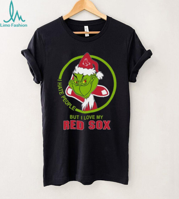 Boston Red Sox Grinch I Hate People But I Love My Team Christmas Baseball T Shirt