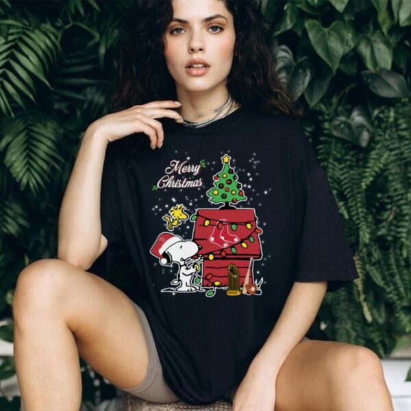 Boston Red Sox Merry Christmas With Snoopy Baby T Shirt