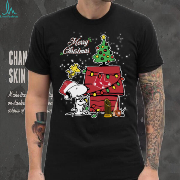 Boston Red Sox Merry Christmas With Snoopy Baby T Shirt