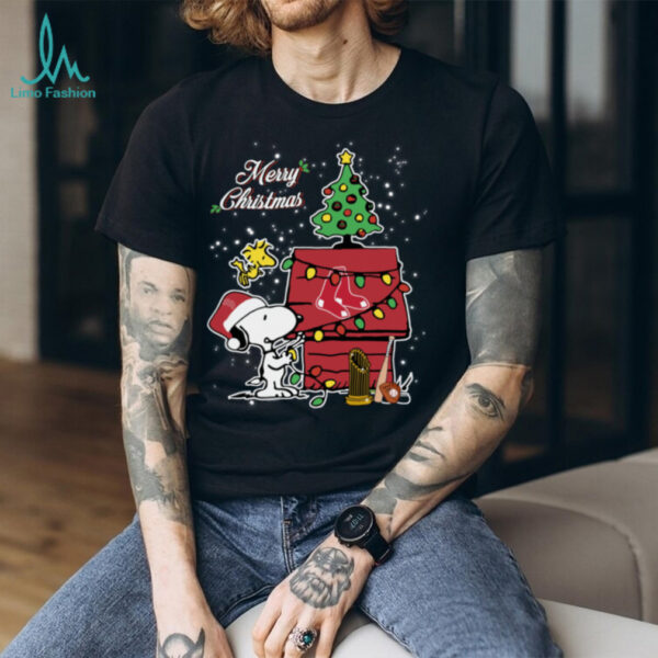 Boston Red Sox Merry Christmas With Snoopy Baby T Shirt
