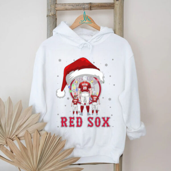 Boston Red Sox Santa Christmas Lights Matching Family Tee – Custom MLB Shirt – Personalized Holiday Gift for Baseball Fans