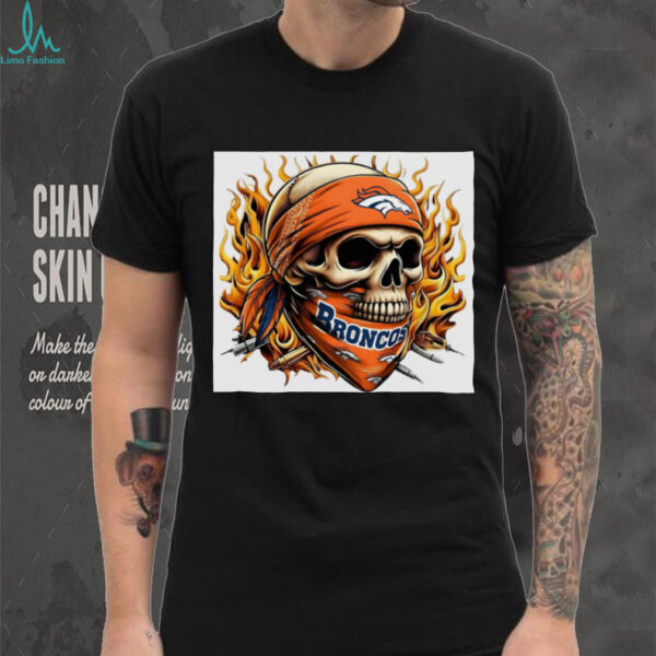 Broncos Skull Fire Fan Tee