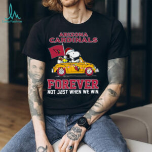 Cardinals Football Snoopy Driving Car Forever Not Just When We Win Merry Christmas Light Shirt