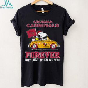Cardinals Football Snoopy Driving Car Forever Not Just When We Win Merry Christmas Light Shirt
