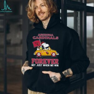 Cardinals Football Snoopy Driving Car Forever Not Just When We Win Merry Christmas Light Shirt