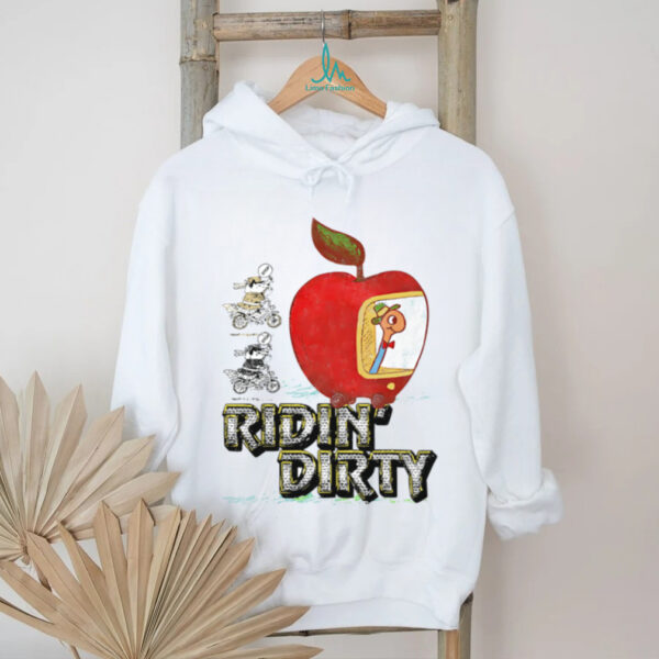 Cartoon Apple Car T Shirt Trying To Catch Me Ridin’ Dirty” Humor Tee
