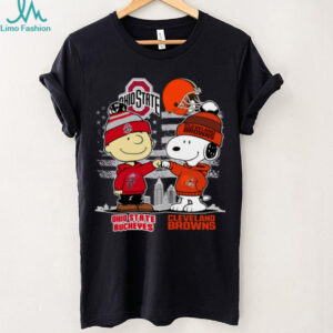 Charlie Brown And Snoopy X Ohio State Buckeyes Cleveland Browns Logo Shirt