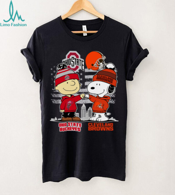 Charlie Brown And Snoopy X Ohio State Buckeyes Cleveland Browns Logo Shirt