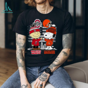Charlie Brown And Snoopy X Ohio State Buckeyes Cleveland Browns Logo Shirt