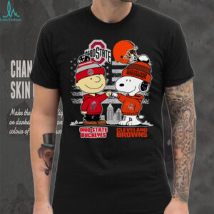 Charlie Brown And Snoopy X Ohio State Buckeyes Cleveland Browns Logo Shirt
