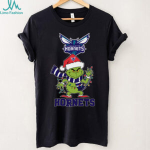 Charlotte Hornets Christmas Grinch Santa Hat Holiday 2025 TShirt