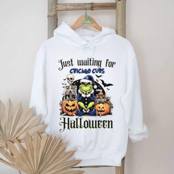 Chicago Cubs Just Waiting for Halloween Shirt – Personalized MLB Tee – Custom Name Grinch Spooky Baseball Gift