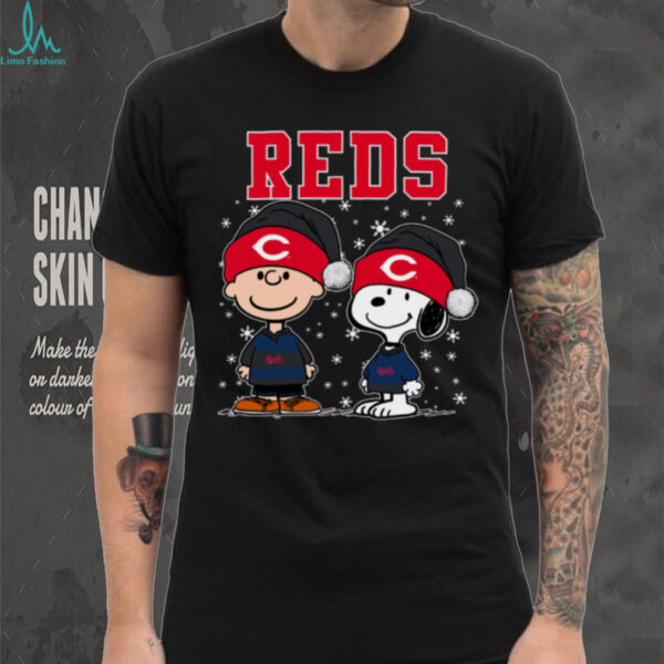 Cincinnati Reds Holiday Snoopy Charlie Brown Christmas Tee Shirt