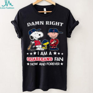 Cleveland Guardians Baseball Snoopy Woodstock Charlie Brown Damn Right Now And Forever T Shirt