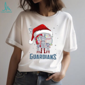 Cleveland Guardians Santa Christmas Lights Family Shirt – Custom Name MLB Tee – Personalized Holiday Baseball Gift for Fans