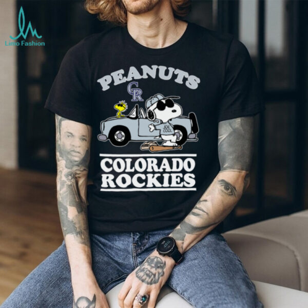 Colorado Rockies Snoopy Peanuts Car Baseball T Shirt