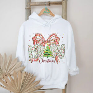 Coquette Bow Preppy Floral Merry Christmas 2025 shirt