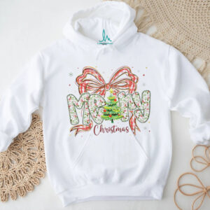 Coquette Bow Preppy Floral Merry Christmas 2025 shirt