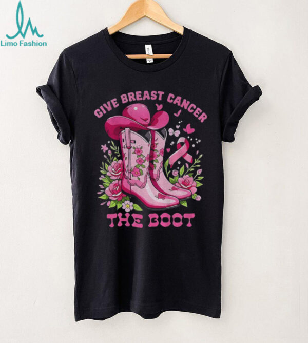 Cowboy boot give breast cancer the boot vintage shirt