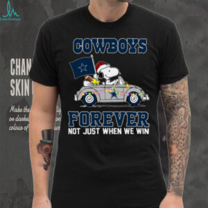Cowboys Football Snoopy Driving Car Forever Not Just When We Win Merry Christmas Light Shirt
