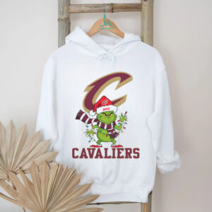 Custom Cavaliers Grinch Christmas Tee, Funny Holiday Shirt with Santa Hat Lights Scarf, NBA Basketball Fan Gift