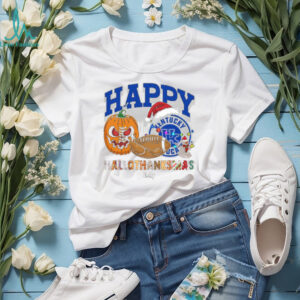 Custom Kentucky Wildcats HalloThanksMas Shirt, Festive Holiday Tee with Pumpkin Football Santa Hat, NCAA Gift for Halloween Thanksgiving Christmas